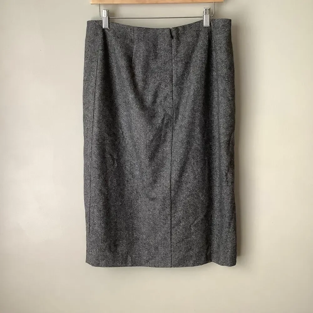 Talbots Wool Blend Confetti Tweed Lined Straight Pencil Skirt Gray Womens Sz 10